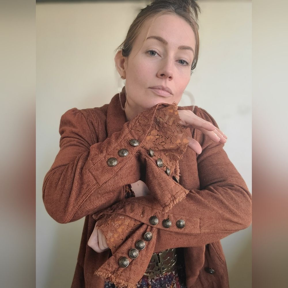 Free People Rust Blazer with Lace Cuffs